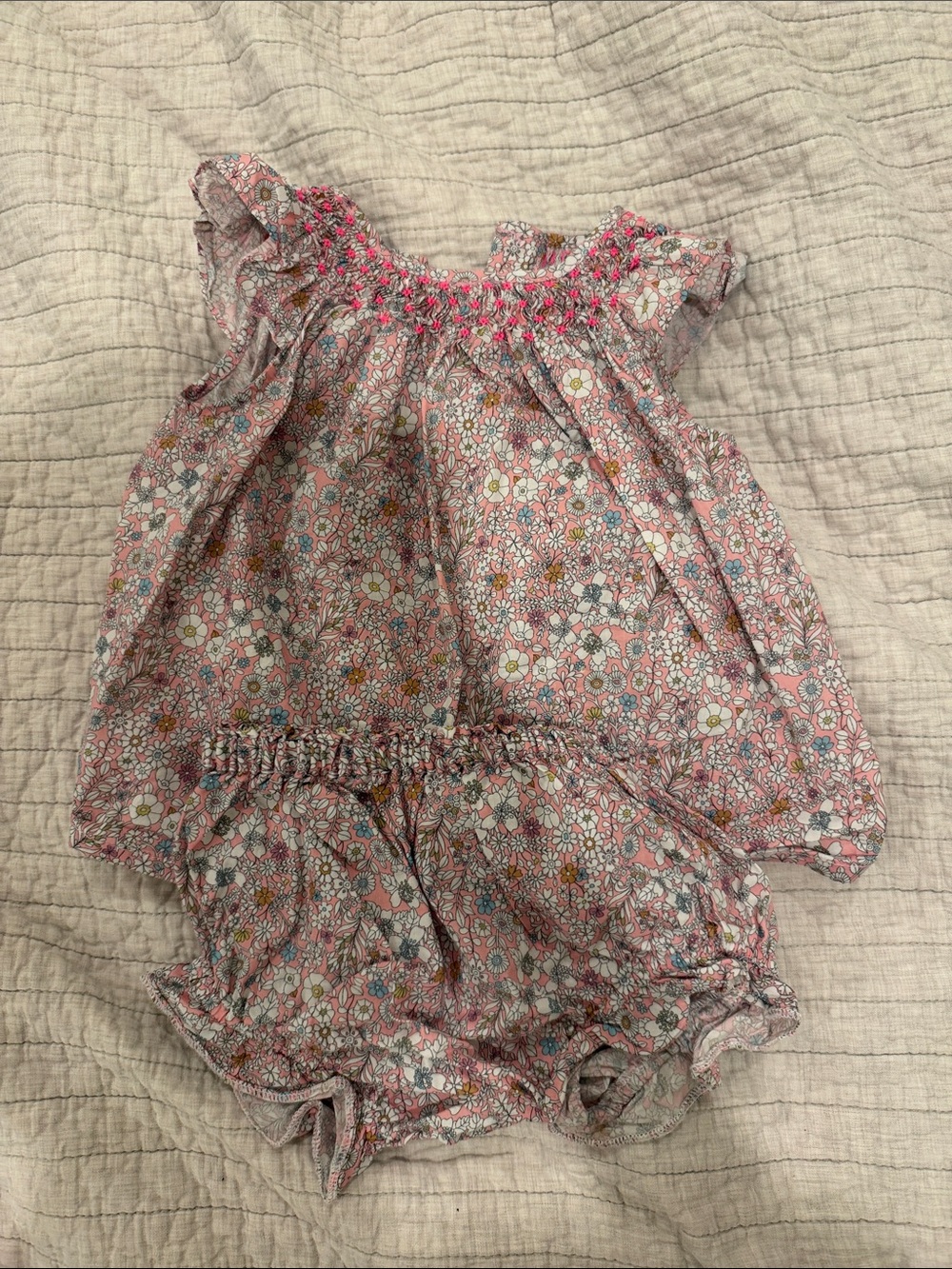 Baby Floral Smocked Pink Romper Set - Kids Accessories